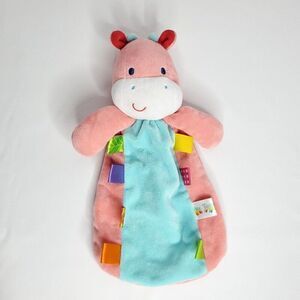 Taggies Lovey Hippo Baby Security Blanket Plush Bright Starts Toy Pink Blue